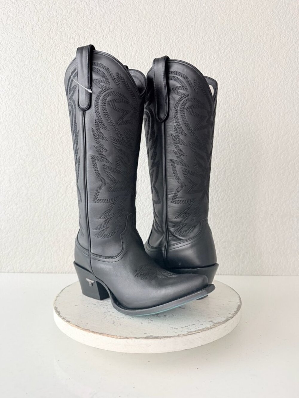 Lane SMOKESHOW Black Cowboy Boots Western Cowgirl Mid Calf Tall Snip Toe Size 7